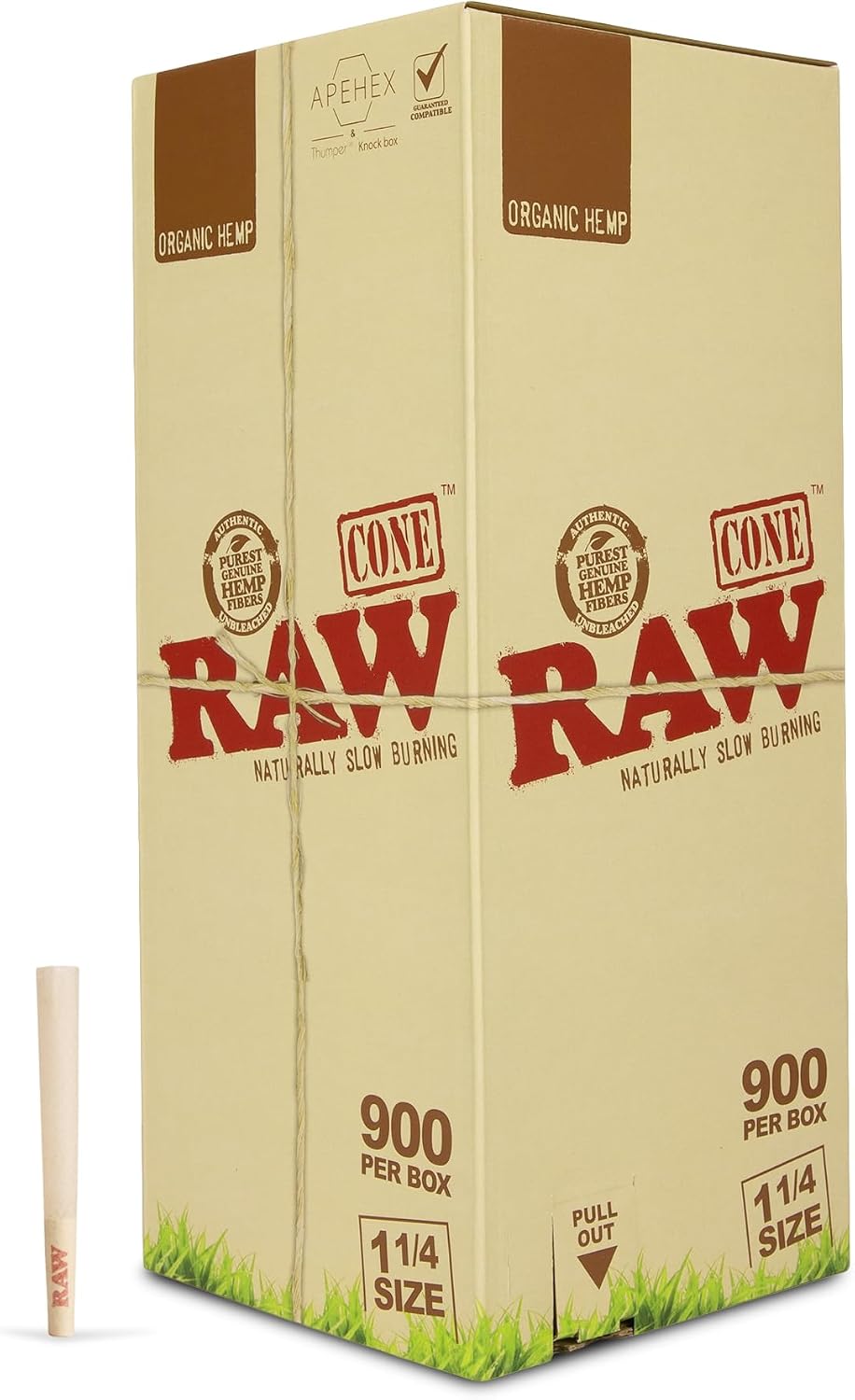 RAW Organic 1 1/4 Pre-Rolled Cones with Filter (900 Pack)