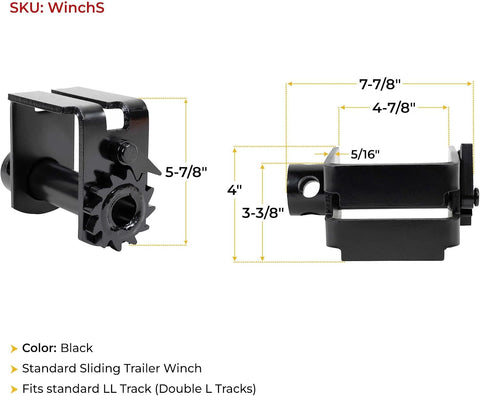 (4 Pack) Sliding Winch, LL Double L Track Flatbed Trailer Truck Winches