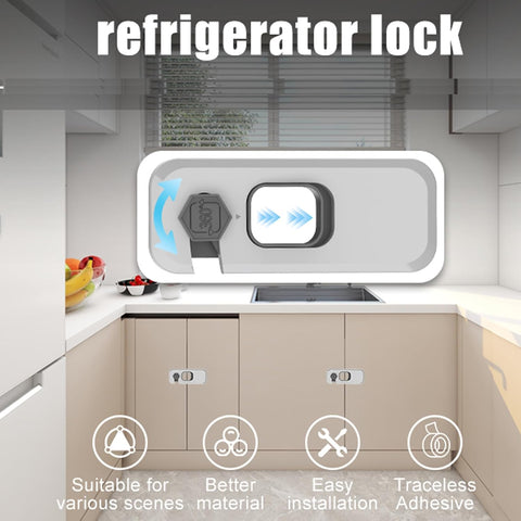 Fridge Locks with Self Adhesive, Refrigerator Latch for Cabinets, Freezer Door, Drawers, Child & Baby Proofing Safety Lock for Kids, Toddlers and Children (Grey-5pack)