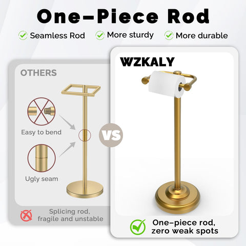 Gold Toilet Paper Holder Stand Stainless Steel & Weighted Base
