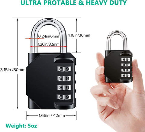Combination Lock Resettable 4 Digit Padlock with Combination, AIHYTU Waterproof and Heavy Duty Combination Padlock Outdoor for School Gym Locker, Fence Gate, Toolbox, Employee Hasp Locker – 2 Pack