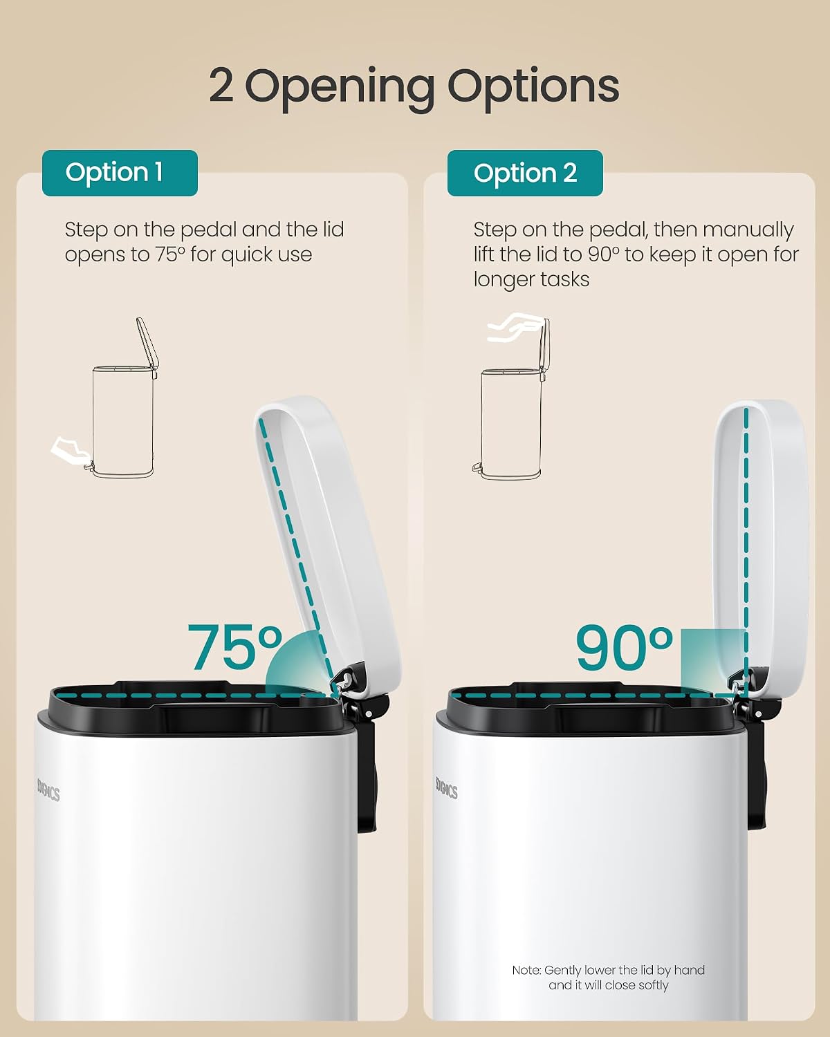 SONGMICS 3.2 Gallon (12 L) Trash Can, Stainless Steel, Step-On Pedal