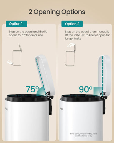 SONGMICS 3.2 Gallon (12 L) Trash Can, Stainless Steel, Step-On Pedal