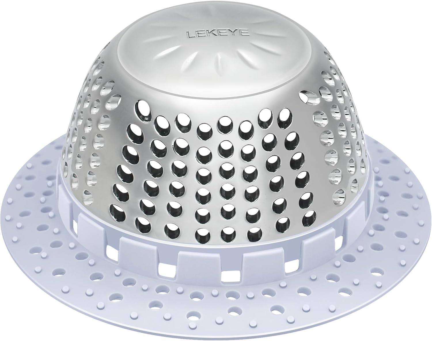 LEKEYE Shower Drain Hair Catcher/Bathtub Drain Cover/Drain Protector for Pop-Up & Regular Drains(Light Blue)