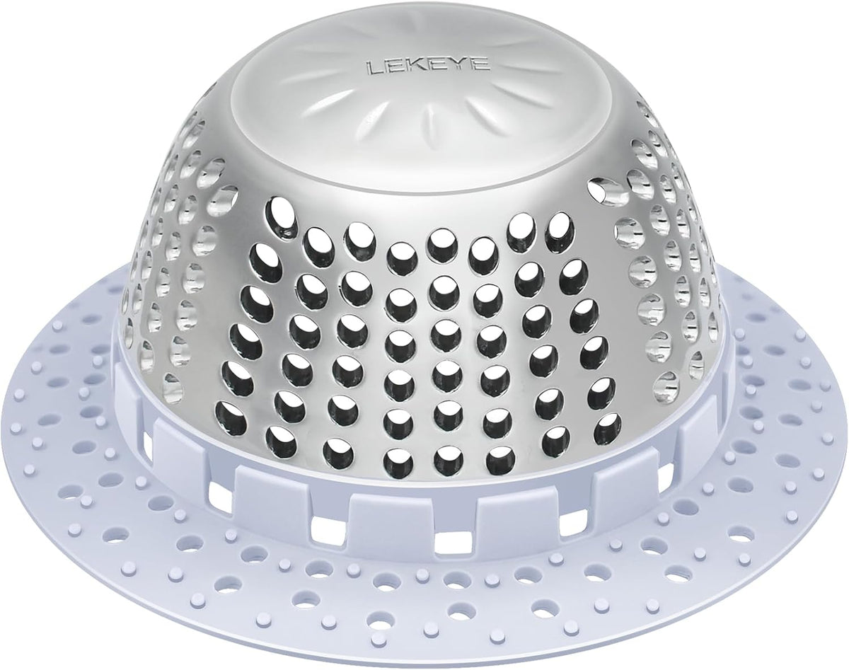 LEKEYE Shower Drain Hair Catcher/Bathtub Drain Cover/Drain Protector for Pop-Up & Regular Drains(Light Blue)