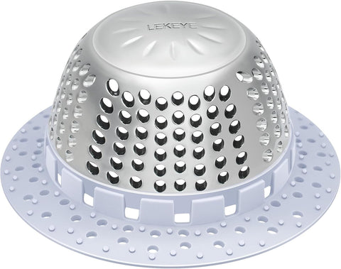 LEKEYE Shower Drain Hair Catcher/Bathtub Drain Cover/Drain Protector for Pop-Up & Regular Drains(Light Blue)