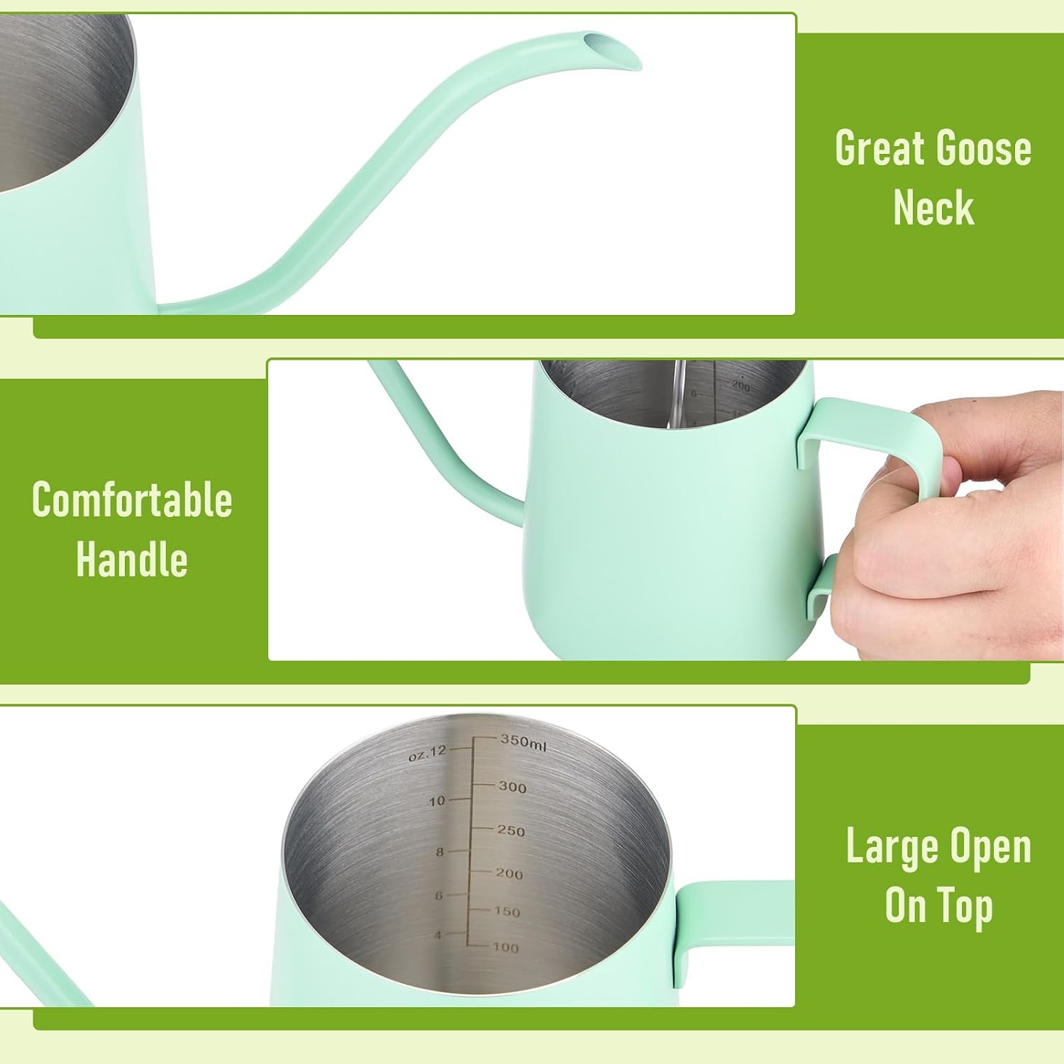 Doseno Green Small Watering Can for Seedlings & Indoor Plants, 12 oz
