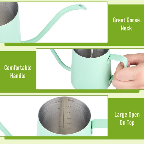 Doseno Green Small Watering Can for Seedlings & Indoor Plants, 12 oz