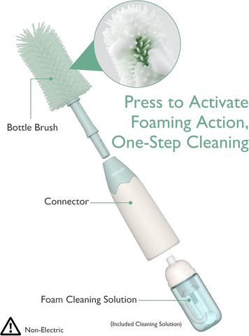 Momcozy Baby Bottle Brush Kit, Push-Press Foam Design, Green