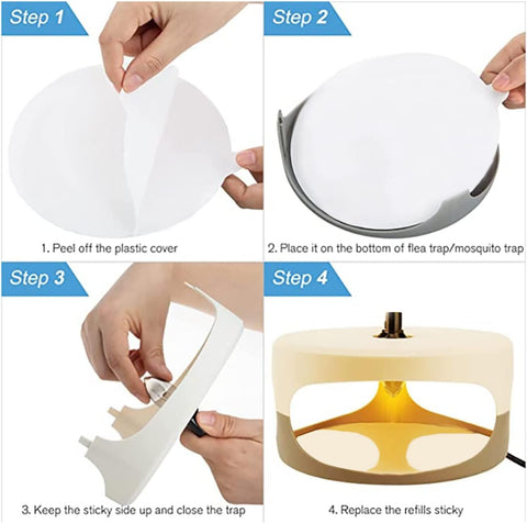 Shootingstar Flea Trap Refills, 7.1-Inch Sticky Pads Refill Discs, 12 Pack