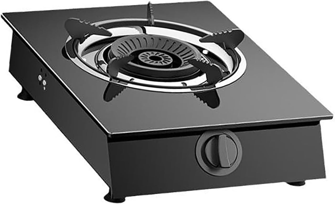 Indoor Portable Gas Stove - Single Burner Gas Hob Table Top, Electronic Ignition Multi-level Adjustment Gas Ranges, Tempered Glass Camping Stove, for Caravan Black Freestanding Cooktop Outdoor(A-3.6KW