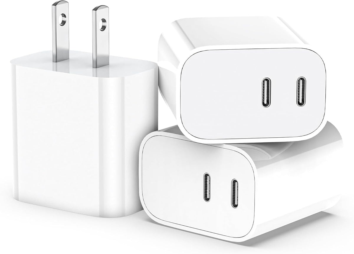 USB C Charger Block 3 Pack, Dual Port 20W Fast Wall Plug