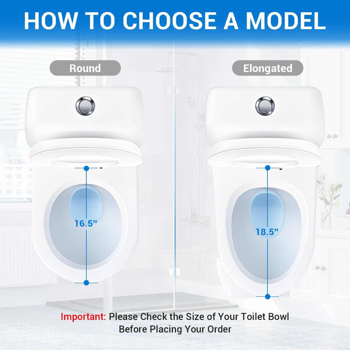 Elongated Toilet Seat 18.5", Soft Close, Never-Loosen Design, White Plastic