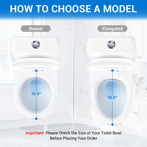 Elongated Toilet Seat 18.5", Soft Close, Never-Loosen Design, White Plastic