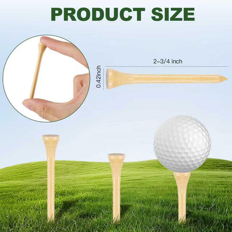 Guirnd 150PCS Professional Wooden Golf Tees 2 3/4 inch Biodegradable Bamboo Golf Tees, Stable and Reliable, Available in Natural Color