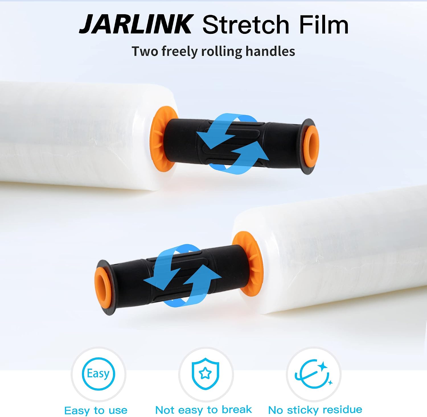 JARLINK Stretch Film, 15" x 1000' Shrink Pallet Wrap W/Handles, 60 Gauge