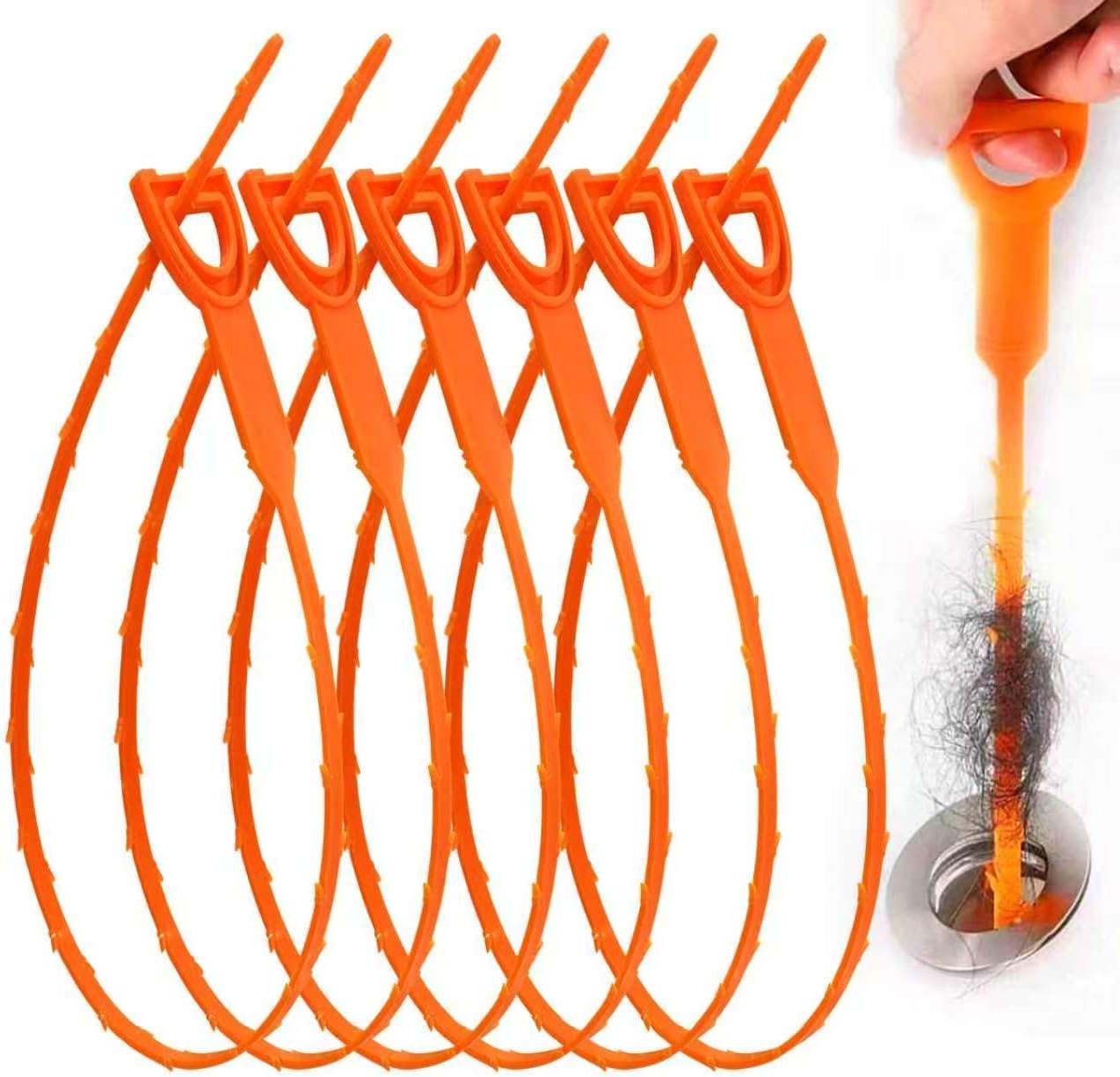 Drain Snake Clog Remover 6 Pack 20 Inch for Sink Shower Tub Toilet