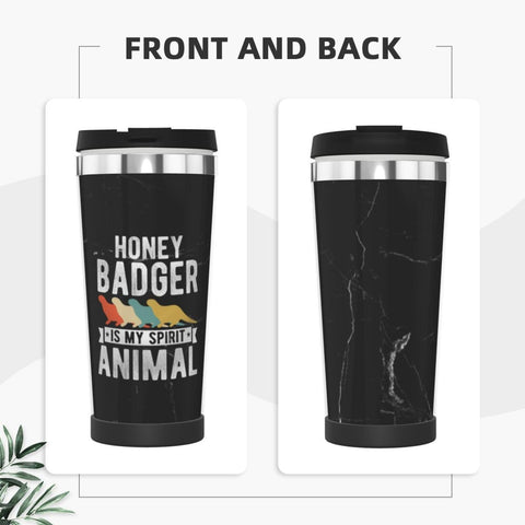 bsapp My Spirit Animal Is Honey Badger Insulated Tumbler 13 oz Stainless Steel Vacuum Coffee Mug