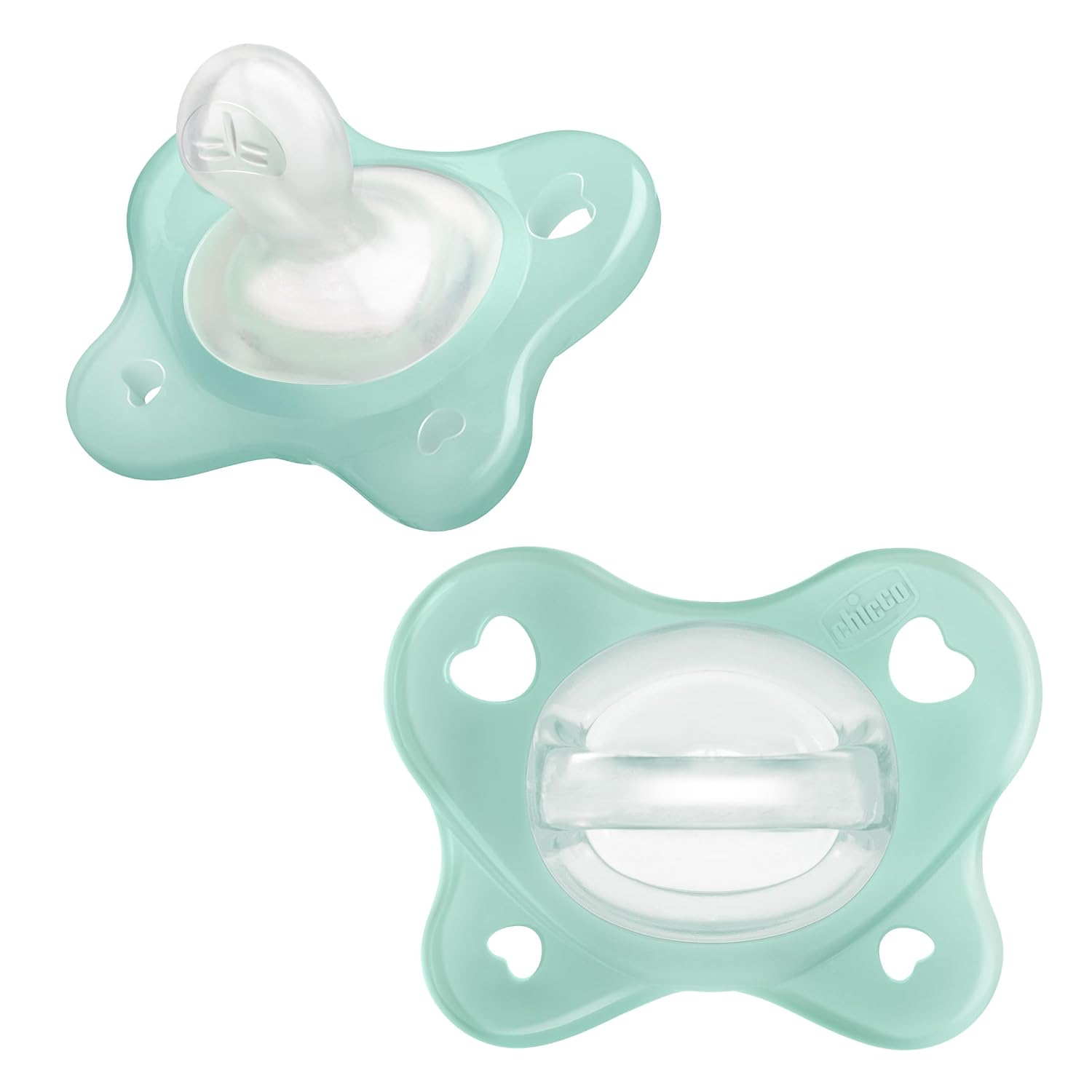 Chicco Dual Soft Orthodontic Pacifier One-Piece Silicone, 0-2m, 2-Pack