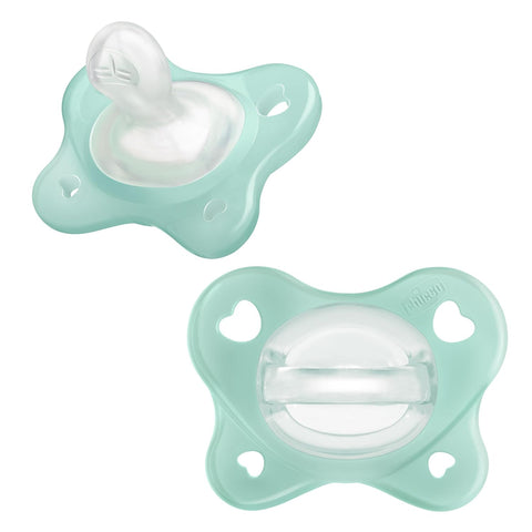 Chicco Dual Soft Orthodontic Pacifier One-Piece Silicone, 0-2m, 2-Pack