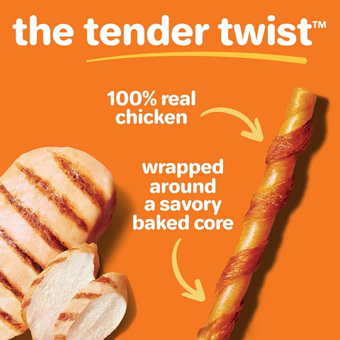 Hartz Oinkies Tender Twists with Real Chicken Breast Rawhide-Free Dog Treats, Highly Digestible Dog Chews, 72 Count (Pack of 6)
