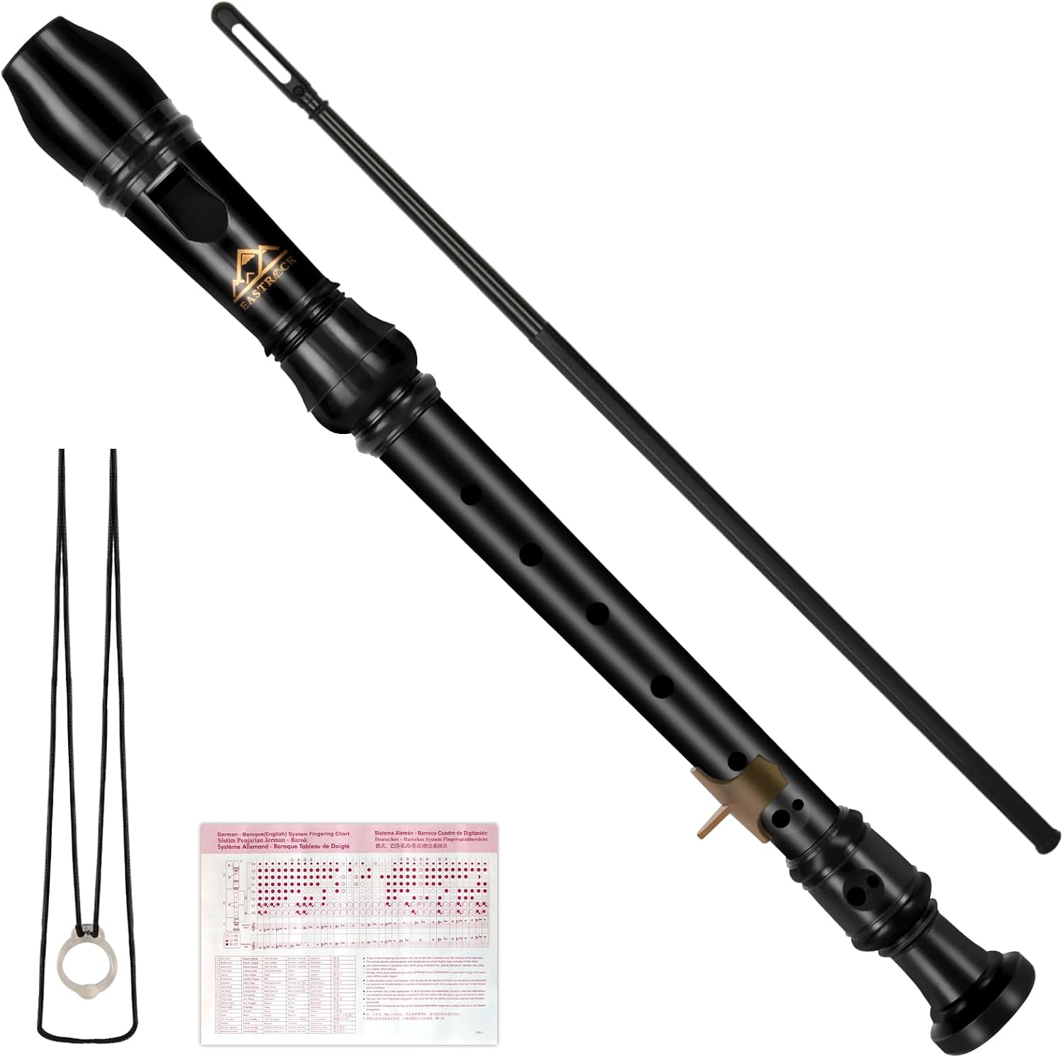 Eastrock 3 Pieces German Style Soprano Recorder Black for Beginners