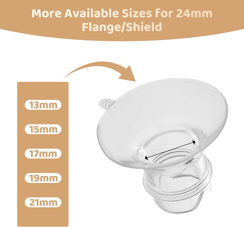 Flange Inserts 17mm Compatible with Medela/Spectra/TSRETE/Elvie/Momcozy/Bellababy Breast Pump 24mm Shields/Flanges, Reduce 24mm Nipple Tunnel Down to 17 mm, 4PCS