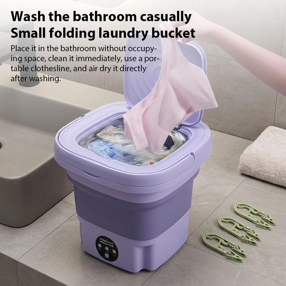 [Foldable Washing Machine] 2.38gal High Capacity Mini Washer with 3 Modes Deep Cleaning Half Automatic Washt, Foldable Washing Machine with Soft Spin Dry for Socks, Clothes, Towels, Delicate Items
