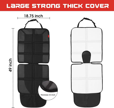 Kaiphy Car Seat Protector - Thick Padding - Durable, Waterproof Fabric, Leather Reinforced Corners (Black, XL)