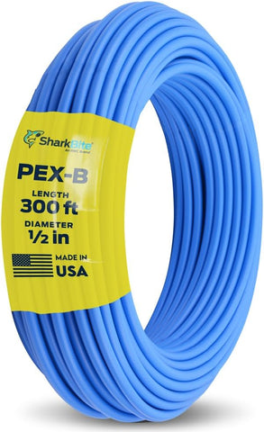 SharkBite 1/2 Inch x 300 Feet Blue PEX-B, PEX Pipe Flexible Water Tubing for Plumbing, U806B300