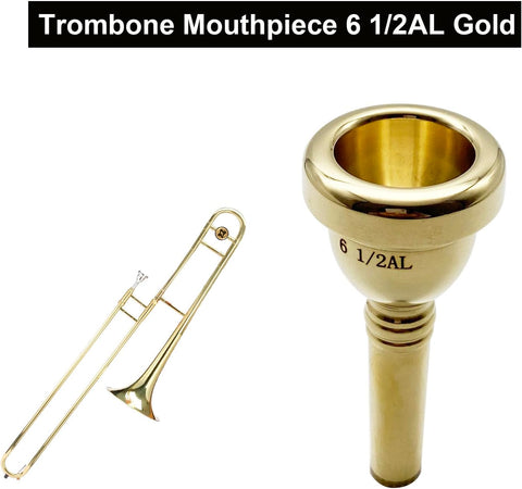 Missmore Trombone Mouthpiece 6 1/2AL Gold，Gold Plated