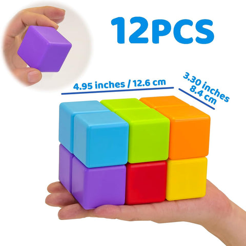Magnetic Building Blocks Large, 1.65 inch Stacking Cubes for Toddlers