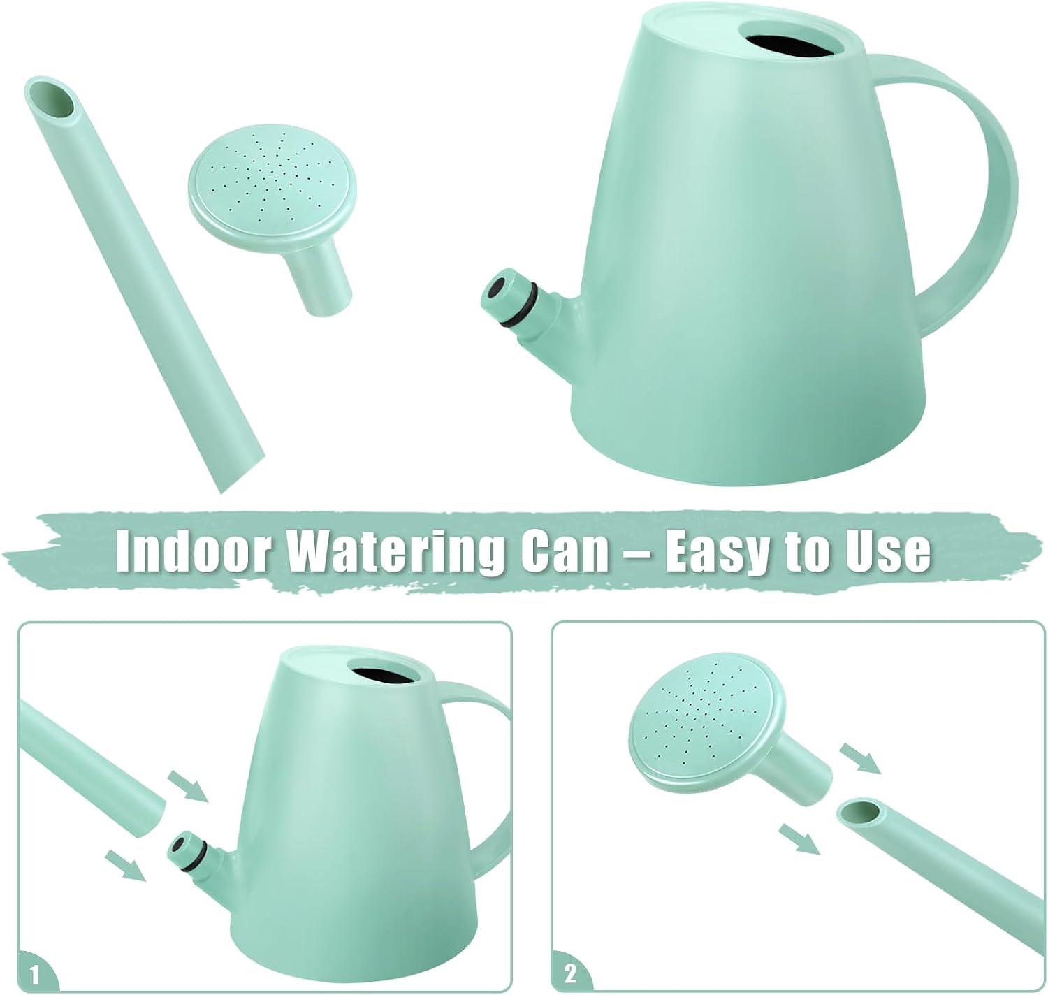 1.8L Watering Can, Small Watering Can for Indoor Plants with Long Spout