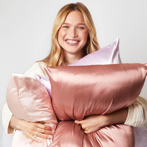 Kitsch Satin Pillowcase with Zipper for Hair & Skin, Softer Than Silk Pillow Cases Queen, Smooth Pillow Covers, Machine Washable, Wrinkle-Free, Cooling Satin Pillow Cases Standard Size 19"x26" (Blush)