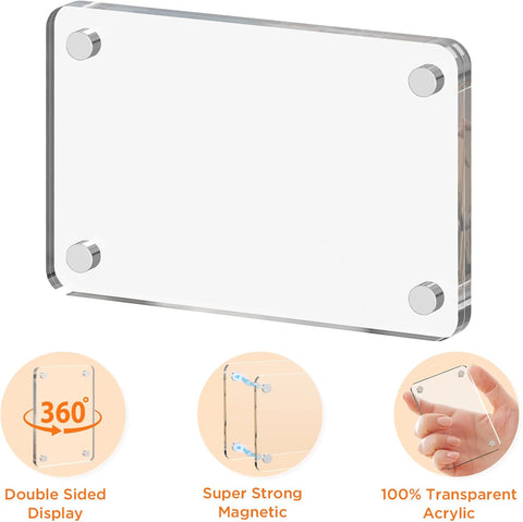 6 Pack Magnetic Picture Frame for Fridge, 4x6 Inch Acrylic Photo Frame