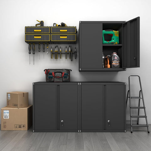 GREATMEET Locking Metal Garage Wall Cabinet with Doors and Shelf