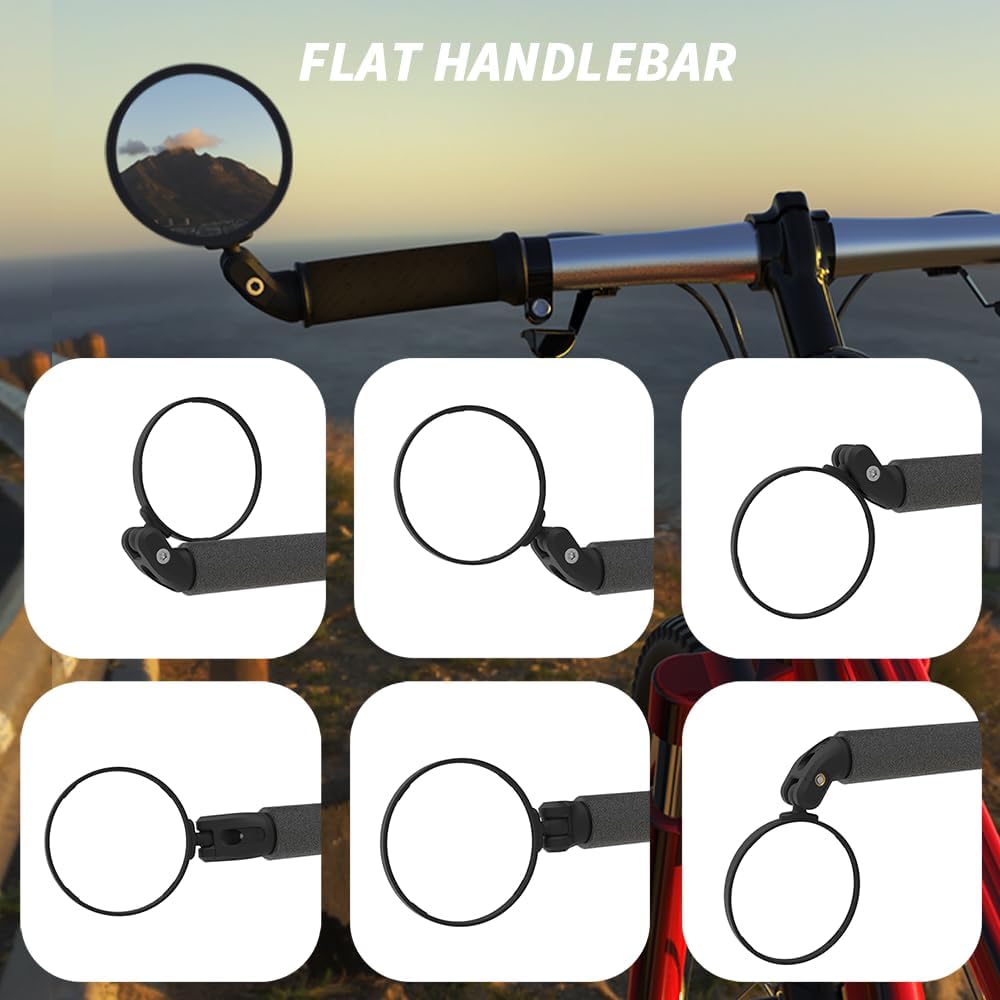 BriskMore Bike Mirrors,Bike Bar End Mirror, HD Glass Convex Lens Bicycle Rearview Mirror, Safe Cycling Rearview Mirror, Easy to Install