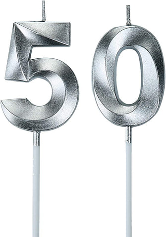 Bailym Black 50th Birthday Candles, Number 50 Cake Topper for Men Birthday Decorations Party Decoration