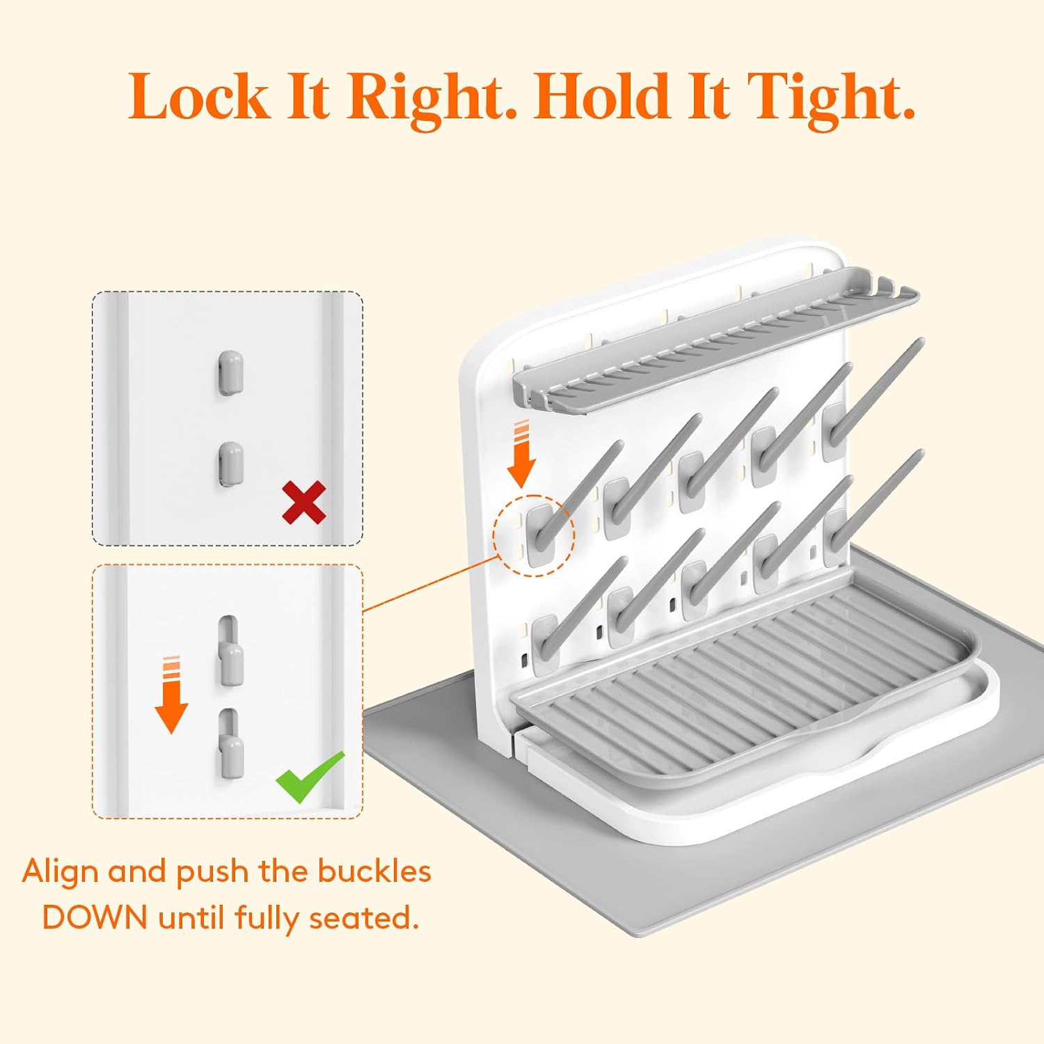 Lifewit 10-Hooks Baby Bottle Drying Rack with Drain Mat for Countertop
