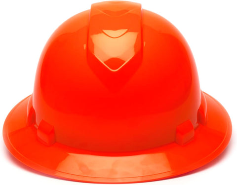 Pyramex Ridgeline Full Brim Hard Hat 4 Point Ratchet Hi Vis Orange