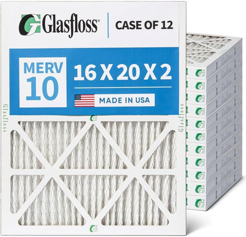 Glasfloss 16x20x2 MERV 10 AC Furnace Air Filter. 12 Pack