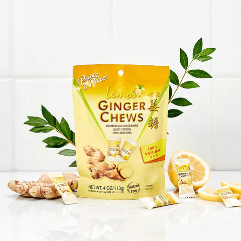 Prince Of Peace Ginger Chews With Lemon, 4 oz. – Candied Ginger – Lemon Candy – Lemon Ginger Chews – Natural Candy – Ginger Candy for Nausea