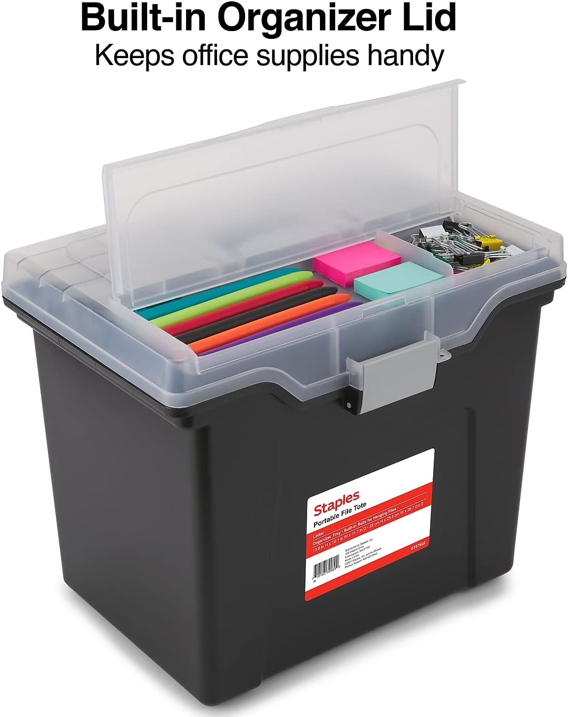 Staples File Folder Tote, Portable Filing Box for Letter Size Hanging Files