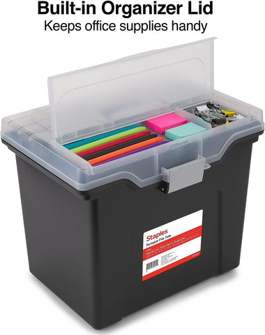 Staples File Folder Tote, Portable Filing Box for Letter Size Hanging Files