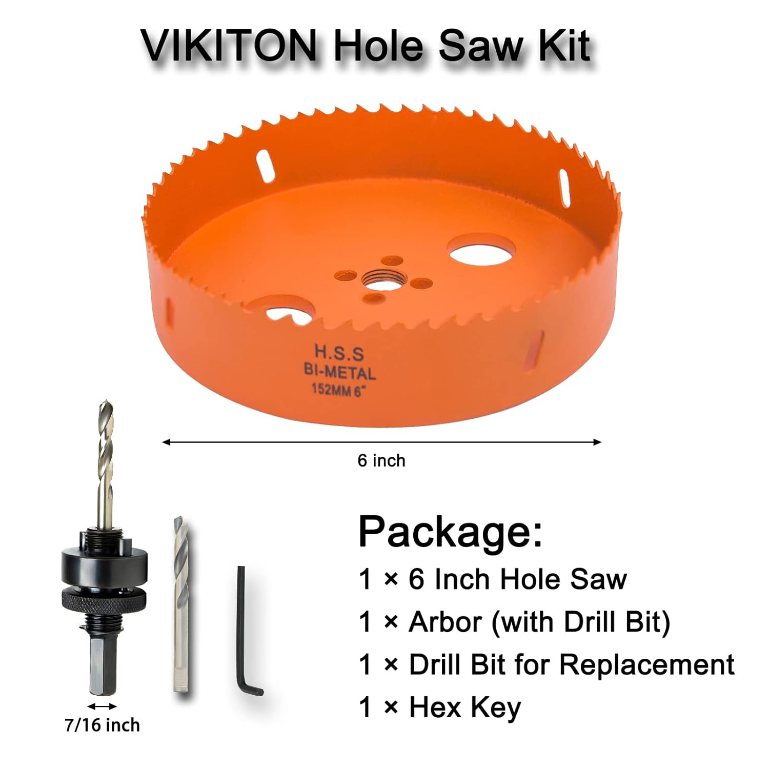 6 inch Hole Saw for Wood, Metal, Plastic & Drywall, with Arbor