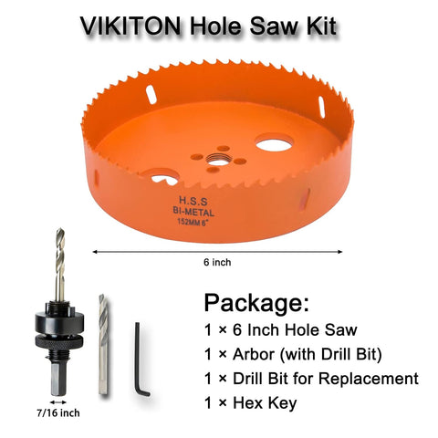 6 inch Hole Saw for Wood, Metal, Plastic & Drywall, with Arbor