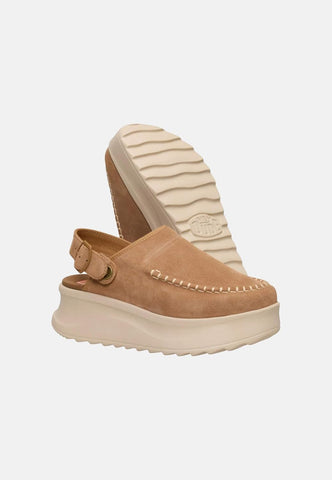HEYDUDE Women’s Delray Suede Platform Clog | Boho Style Elevated, Casual Slip-On Shoes with Adjustable Strap | Lightweight Comfortable Suede Clogs for Women | Stylish Everyday Footwear