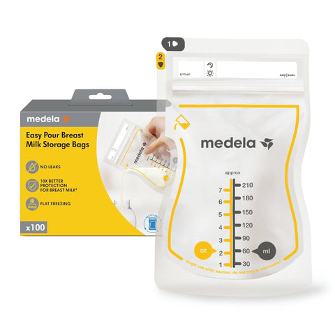 Medela Easy Pour Breast Milk Storage Bags, 100 Count, 7 oz/210 ml