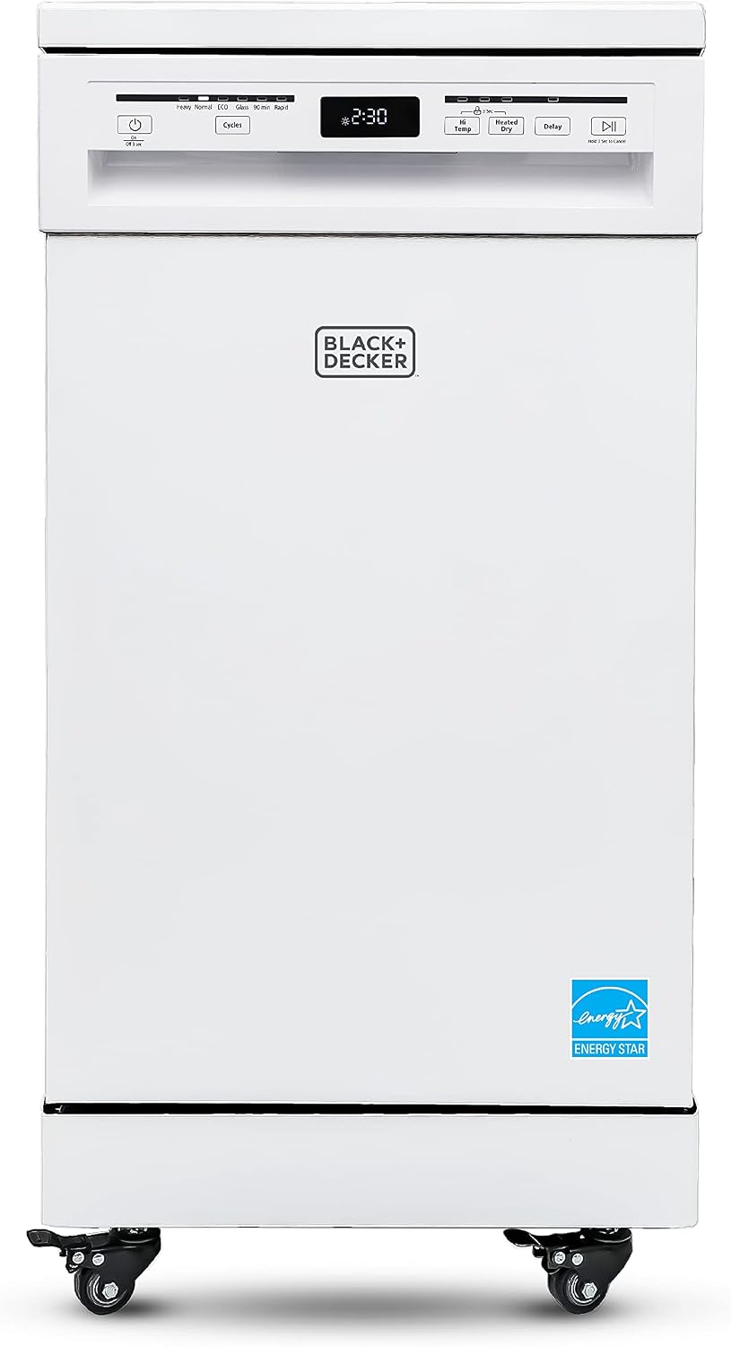 BLACK+DECKER 18-Inch Portable Dishwasher, Energy Star, BPD8W, White