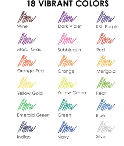 Grabie 18 Color Capped Glitter Gel Pens, Metallic Sparkling